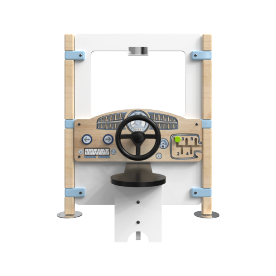 Hekwerk Dashboard is een speelpaneel met daarop een dashboard en stuur | IKC Hekwerken